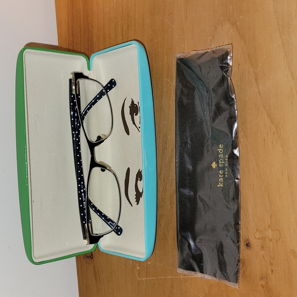 Kate Spade  "Ambrolette" style prescription glasses with case and cleaning cloth